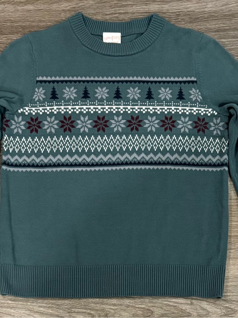 jumping beans Teal Green Fair Isle Crewneck Sweater size 8